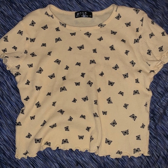 Yellow butterfly crop top - Picture 1 of 2